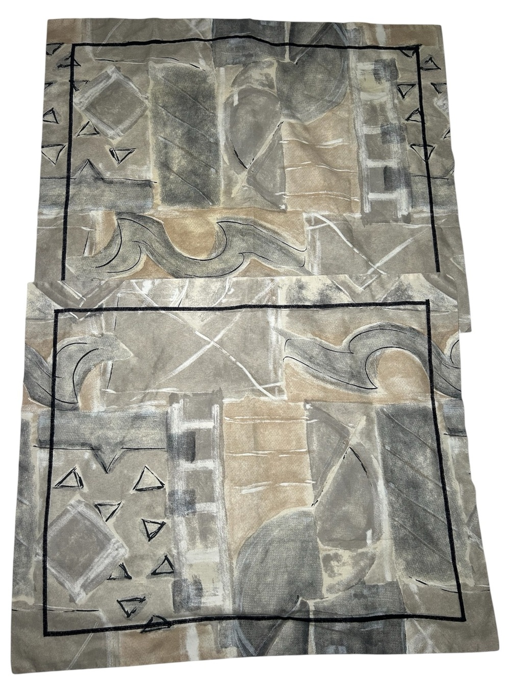 Crown Crafts Abstract Geometric Pillow Covers Gray and Tan Casual Comfort Cozy